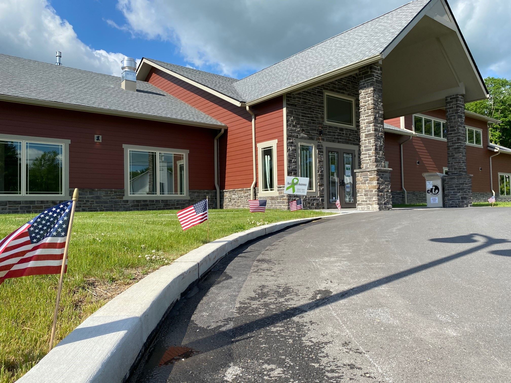 Driveway up to a building entrance